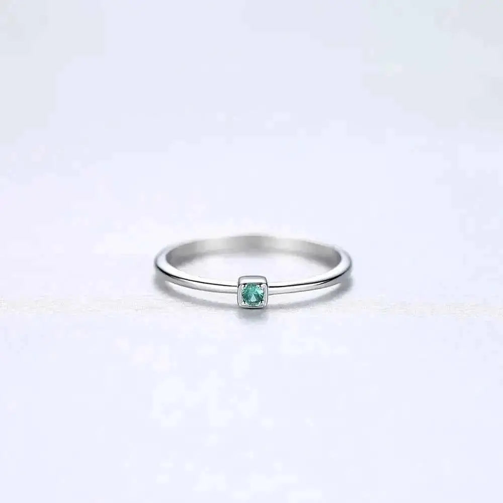 PAG & MAG - Bague en argent regardé 925 pour femme, émeraude créée, bague empilable, pierre précieuse verte, 193.as de plMi925 - Harmonie