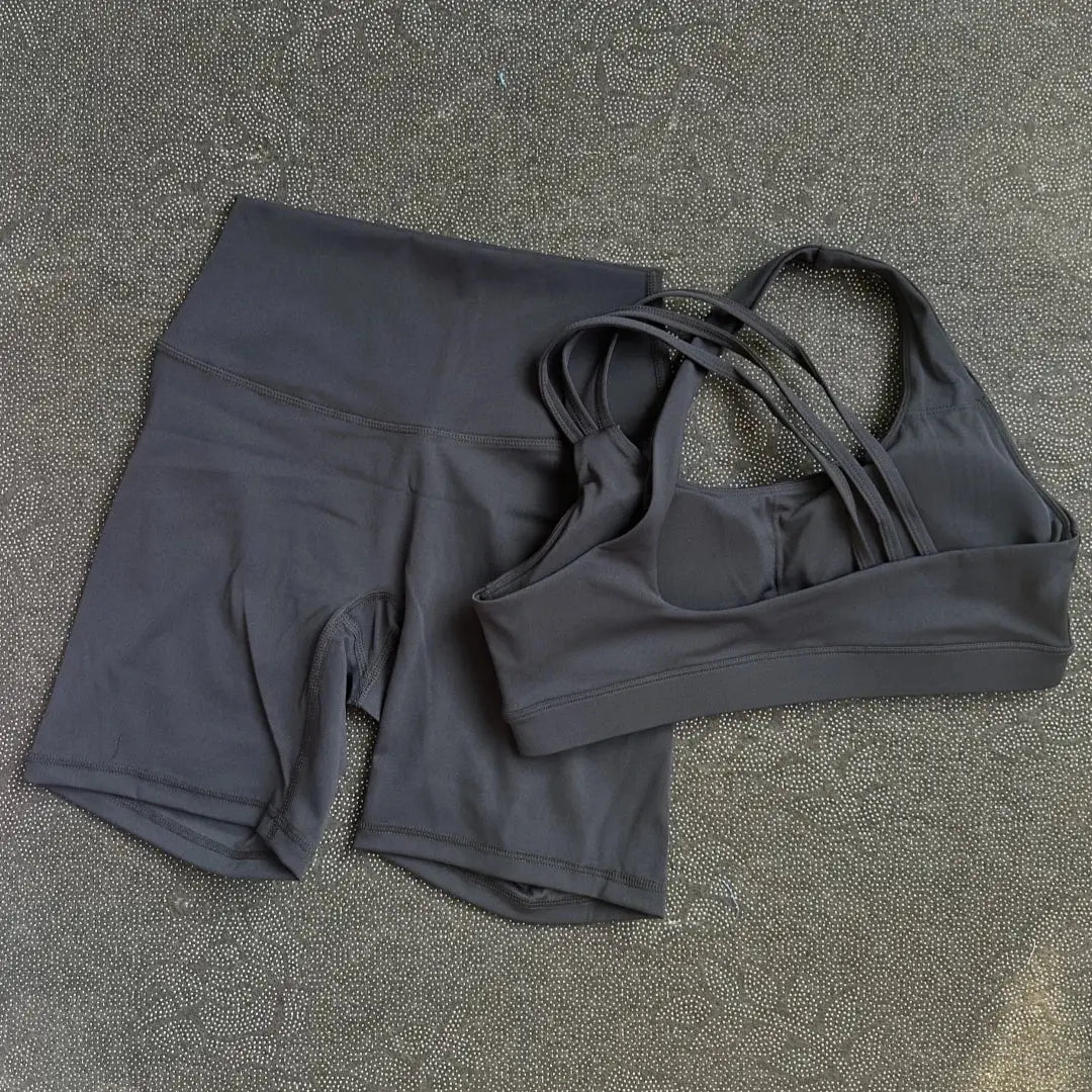 Ensemble Yoga Femme–Brassière Dos Croisé + Legging/Short Taille Haute - Harmonie