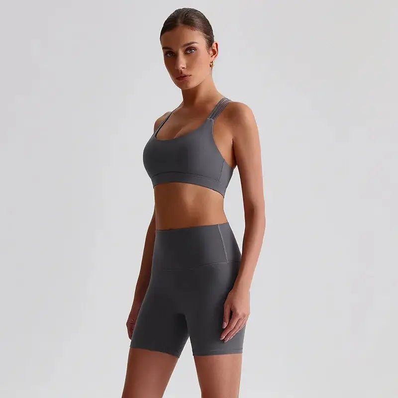 Ensemble Yoga Femme–Brassière Dos Croisé + Legging/Short Taille Haute - Harmonie