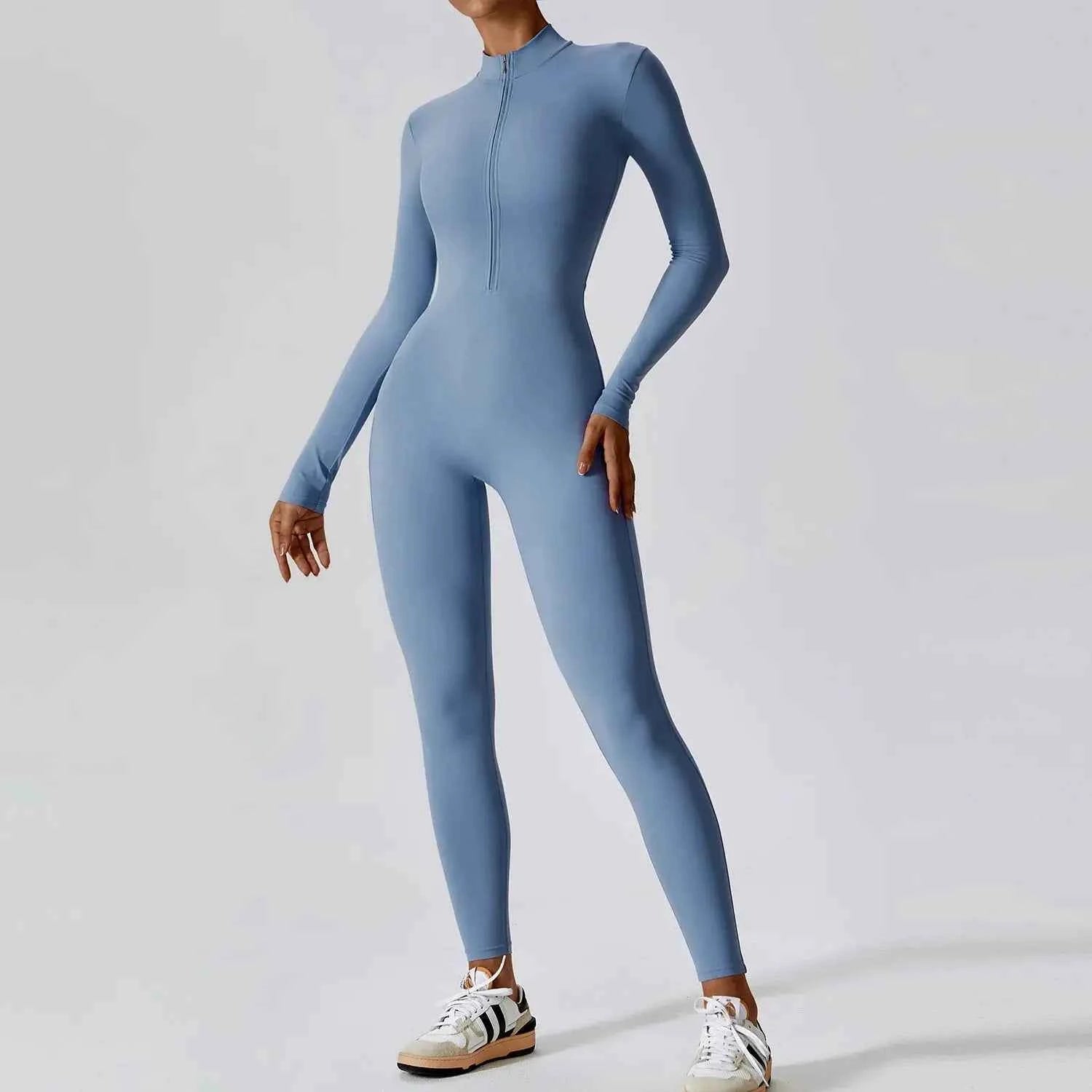 Combinaisons pour femmes, combinaison une pièce avec fermeture éclair, manches longues, ensemble de Yoga, vêtements d'entraînement Push Up, Fitness, body, vêtements de sport, survêtement - Harmonie