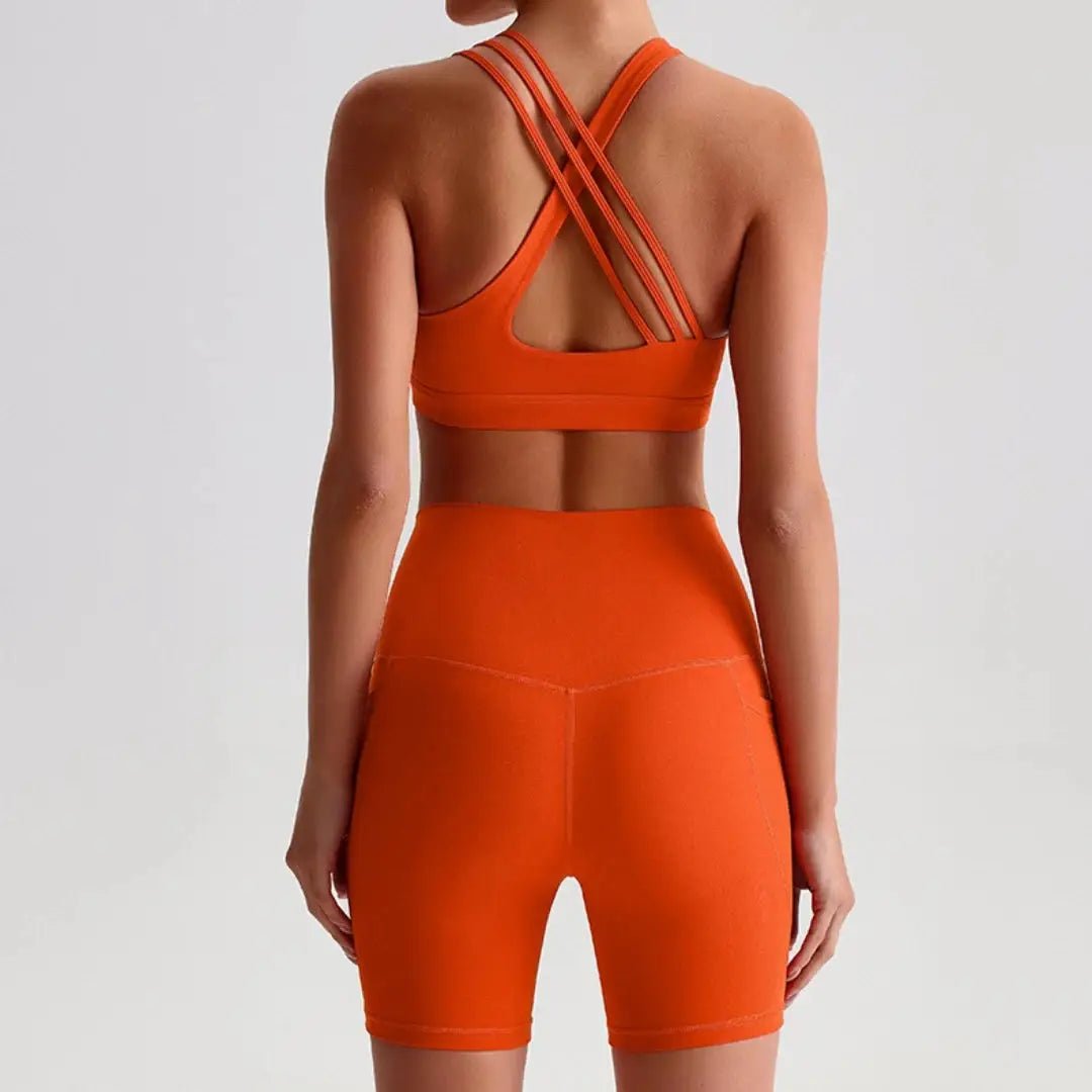 Ensemble Yoga Femme–Brassière Dos Croisé + Legging/Short Taille Haute - Harmonie