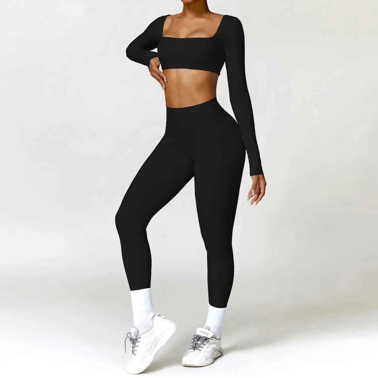Ensemble 2piece pour femme fitness legging manche longue/soutient gorge - Harmonie